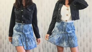 FALDA CORTA denim con volante