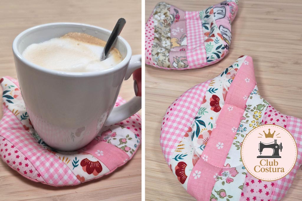 Posavasos de tela con forma de gatito